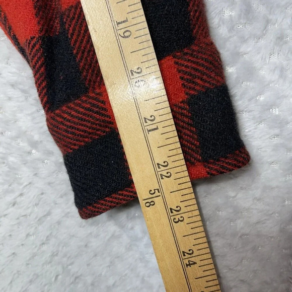 Fox Knapp Wool Plaid Button Front Shirt Jacket Shacket Men's L 16 Vtg Red Black - Picture 8 of 12